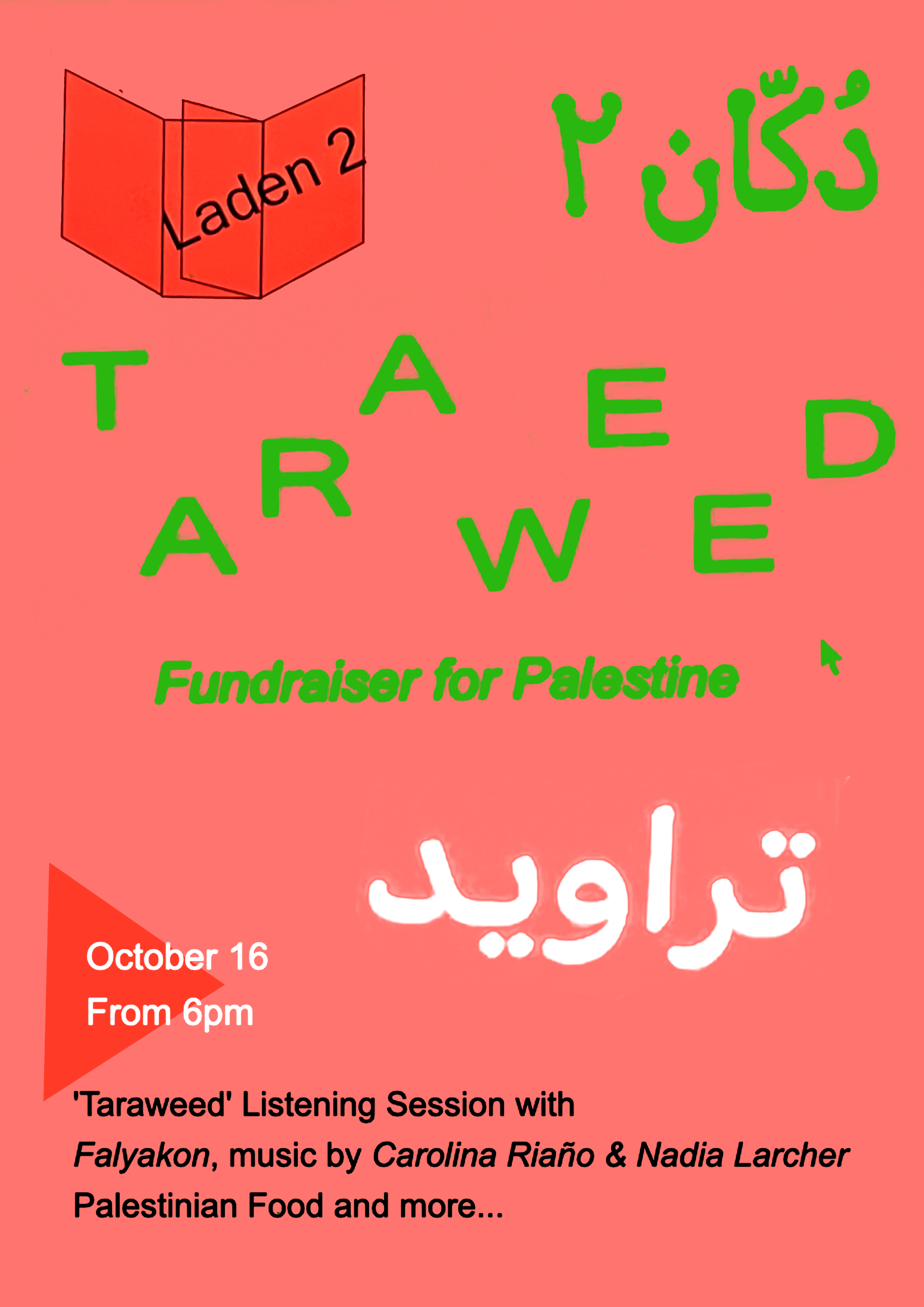 Taraweed fundraiser for Palestine with Falyakon, Carolina Riaño and Nadia Larcher — October 16, 2026